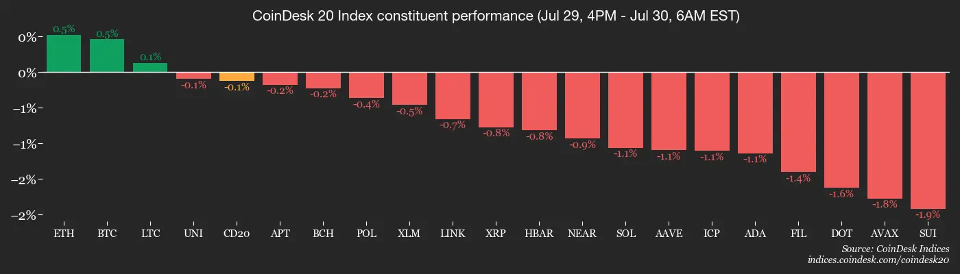 CoinDesk 20 members’ performance